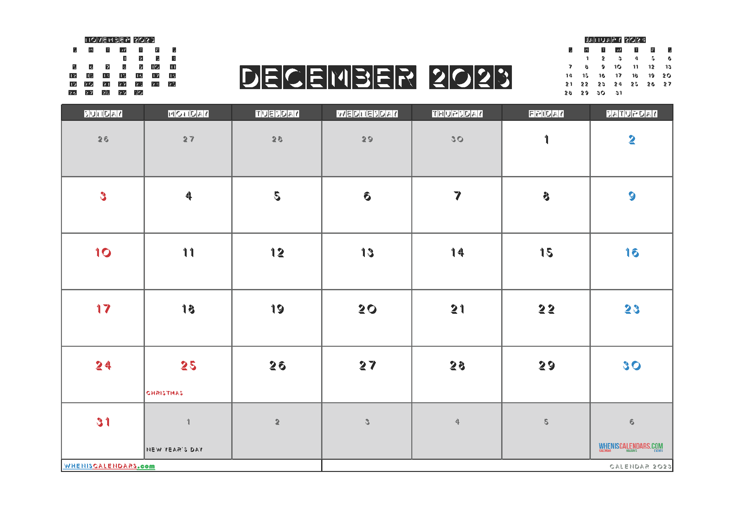 Download print your own calendar 2023 A4 23O187
