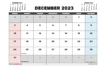 Free December 2023 Calendar Template