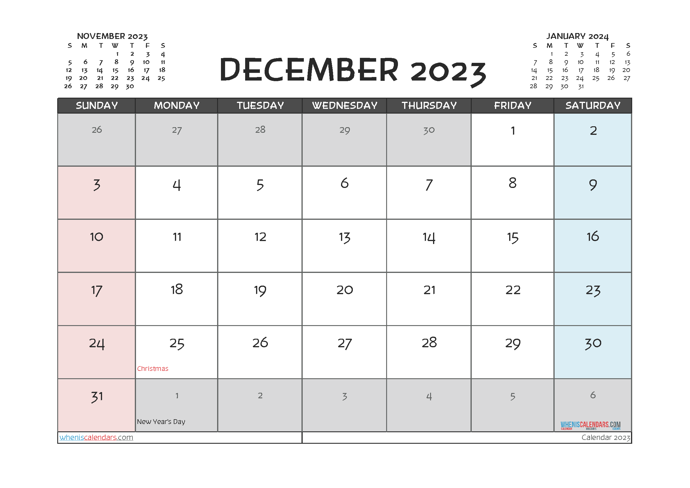 Download Dec 2023 blank calendar