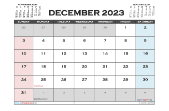 December 2023 Printable Calendar Free