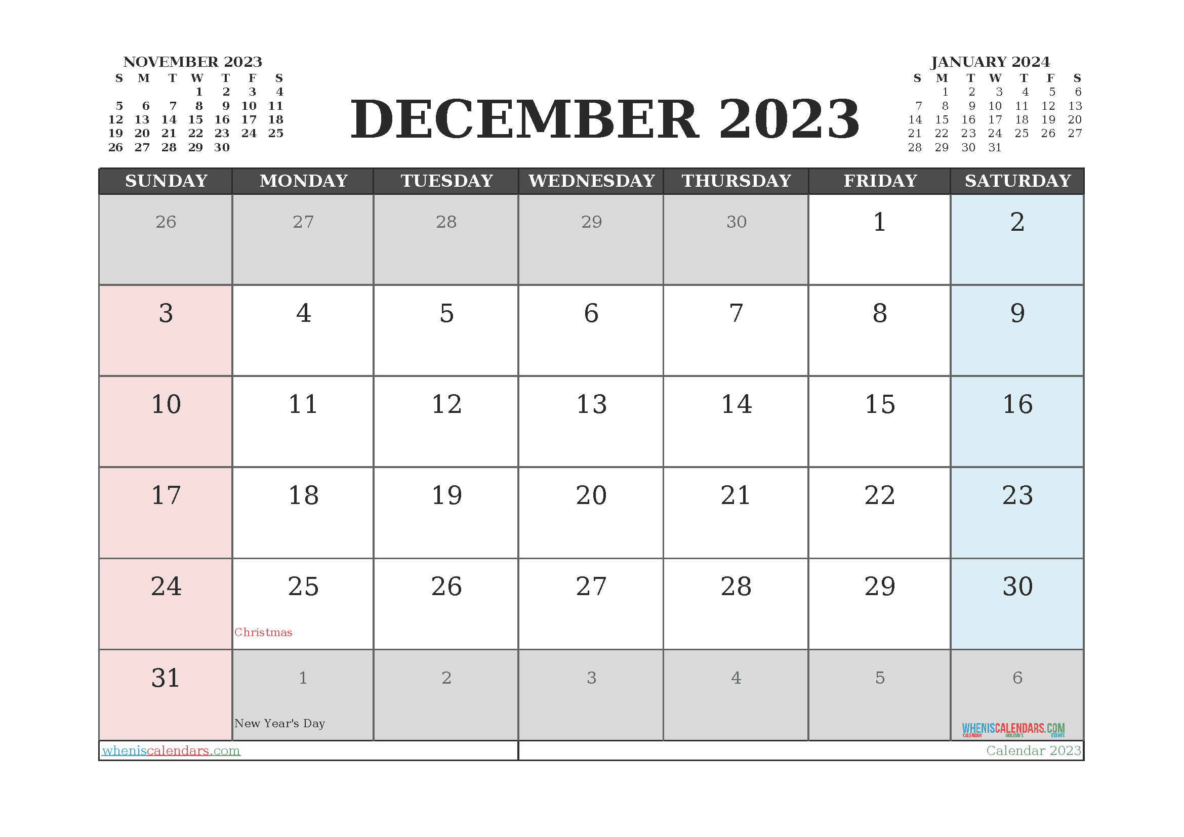 Download 2023 yearly calendar template word A4 23O223