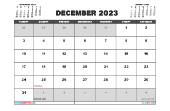 Free Calendar December 2023 Printable