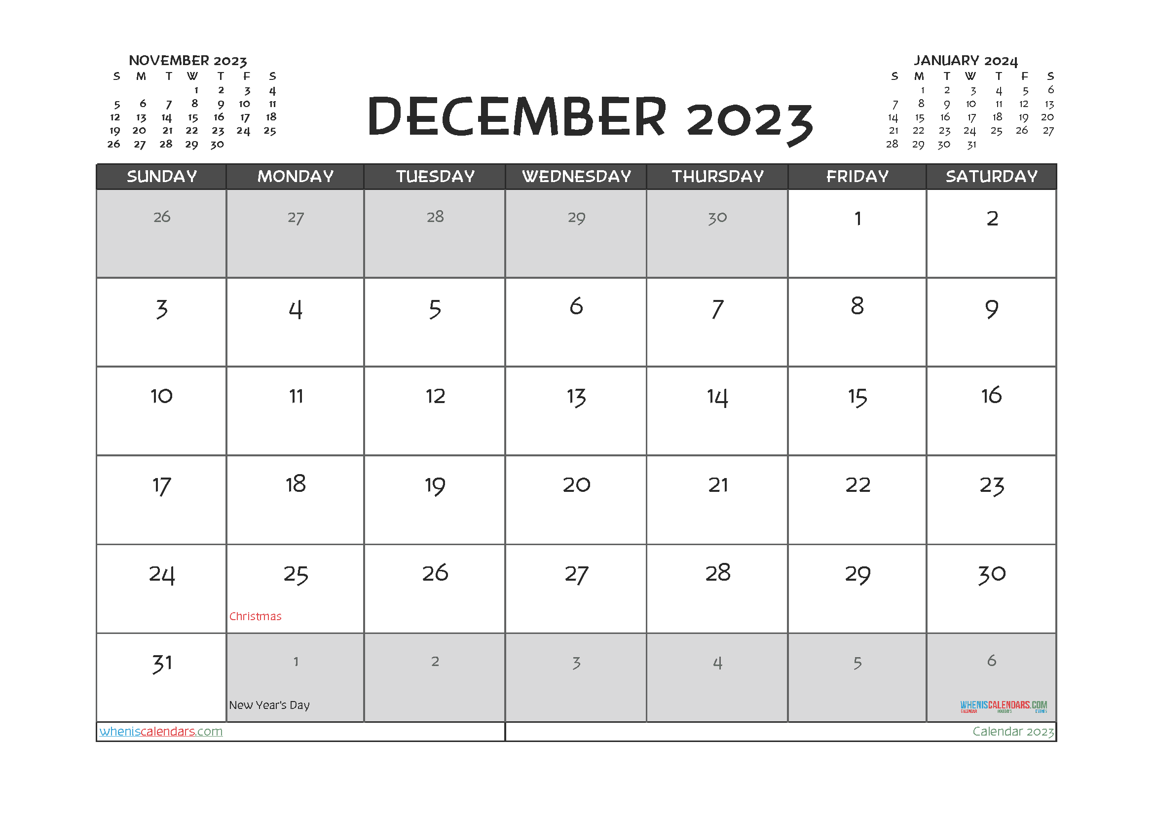 Download print Dec 2023 calendar