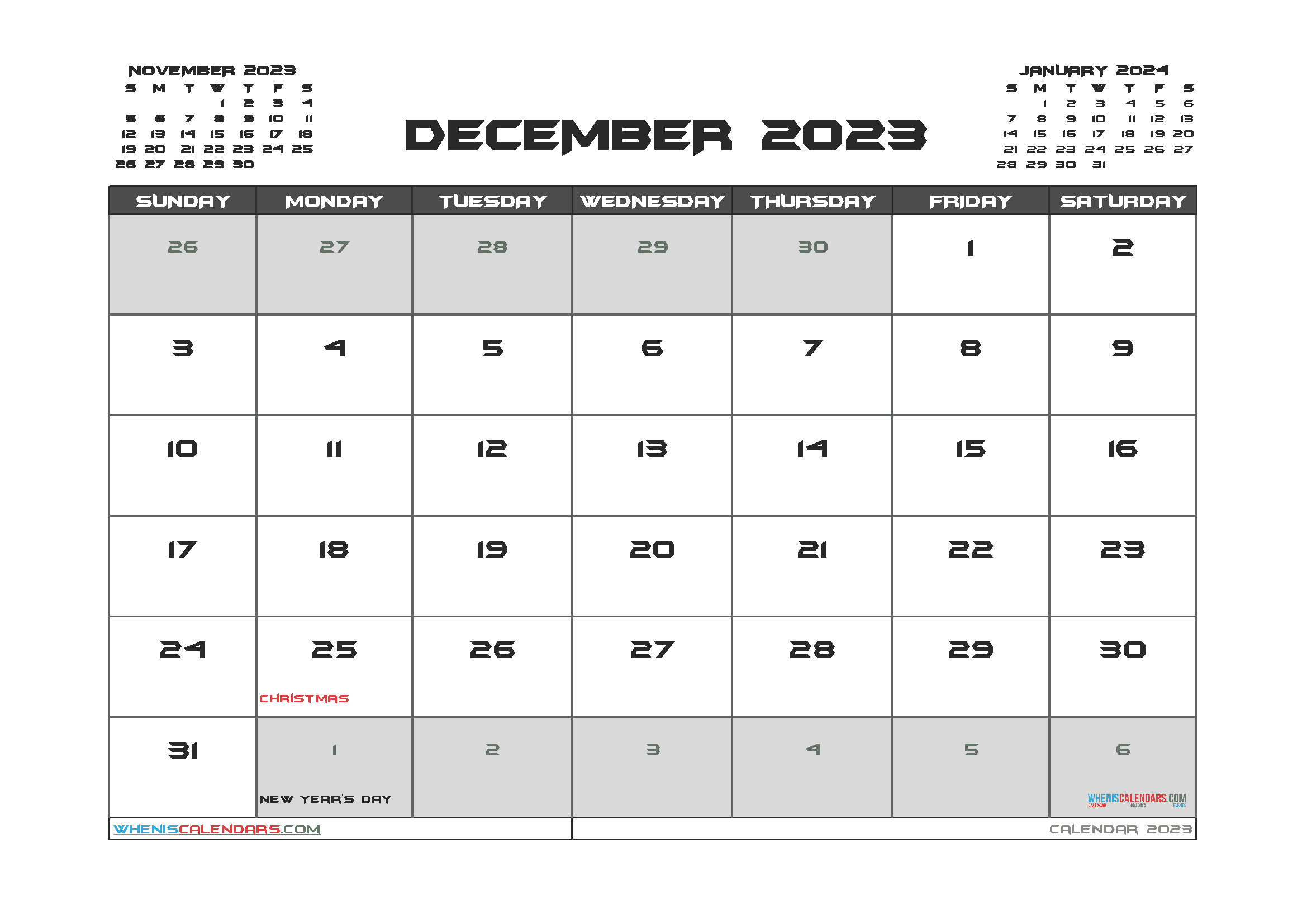 Download microsoft printable calendar 2023 A4 23O544