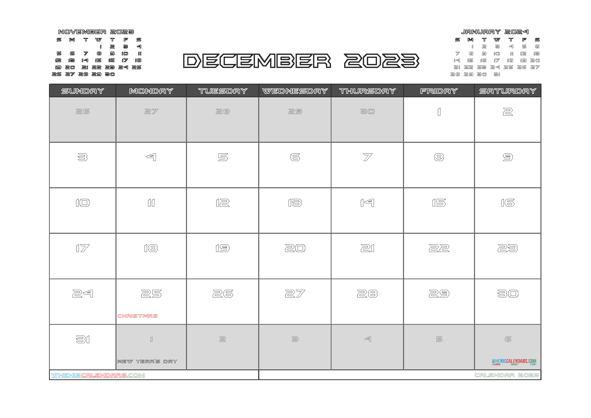 Download calendar template 2023 pdf A4 23O545