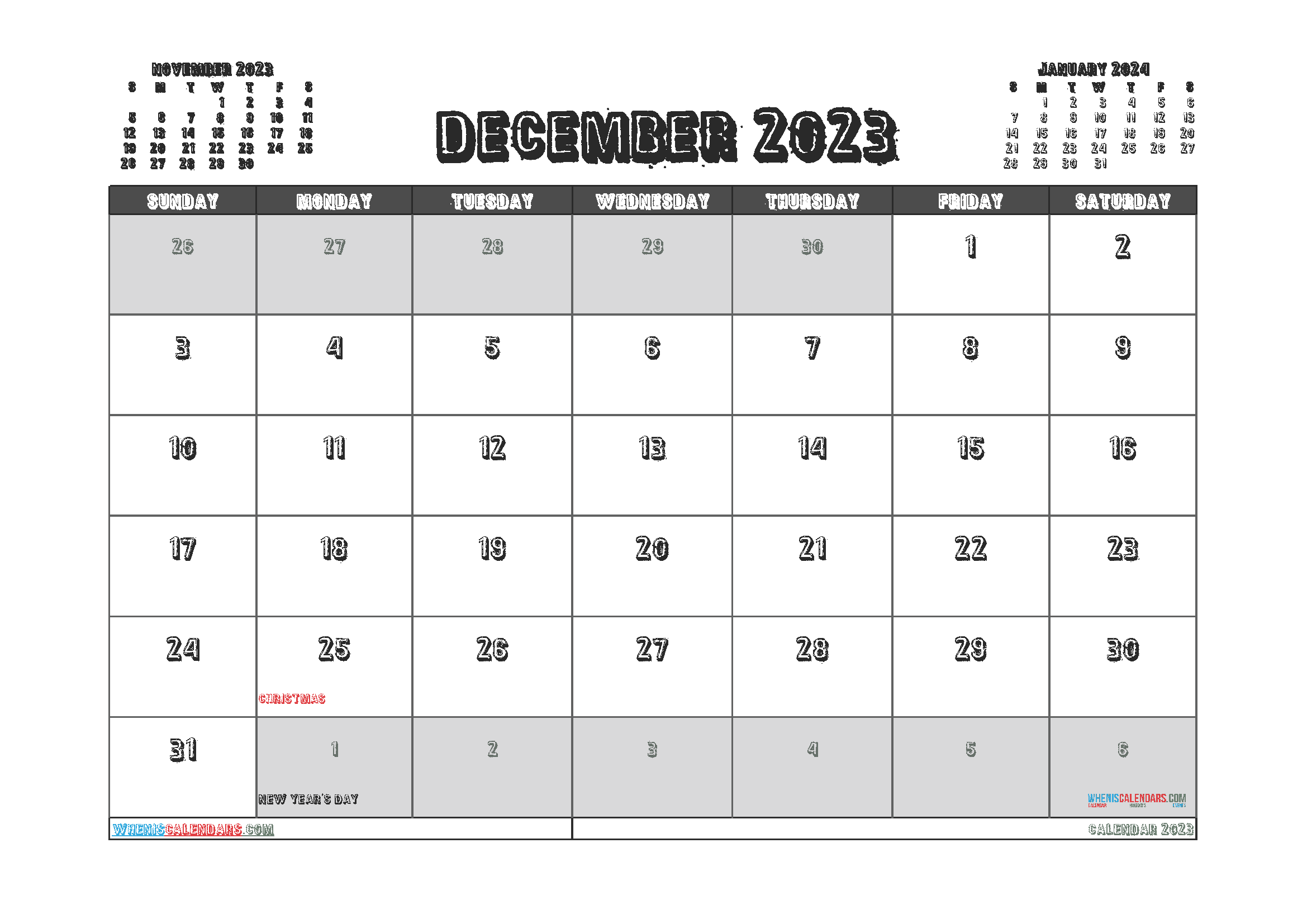 Download blank printable calendars 2023 A4 23O1192
