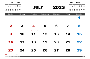 Free Printable July 2023 Calendar PDF and Variety Formats (Name: 723pna4hl9)