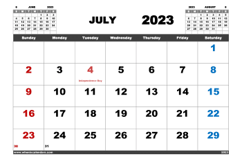 Free Printable Calendar 2023 July Landscape (Name: 723pna4hl2)