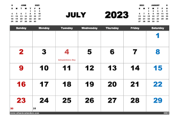 Free Printable Calendar July 2023 in Variety Formats (Name: 723pna4hl1)