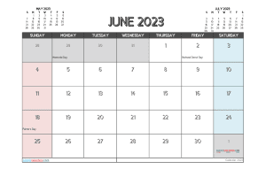 Free Printable June 2023 Calendar with Holidays