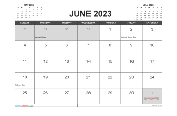 Free 2023 Calendar June Printable