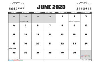 Printable June 2023 Calendar with Holidays Free PDF in Landscape (TMP: 623ha4hl113)