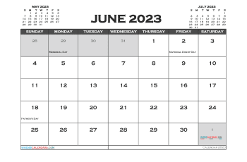 Free Printable June 2023 Calendar with Holidays Downloadable and Print Easily