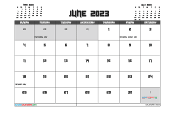 Printable June 2023 Calendar with Holidays Free PDF in Landscape (TMP: 623ha4hl122)