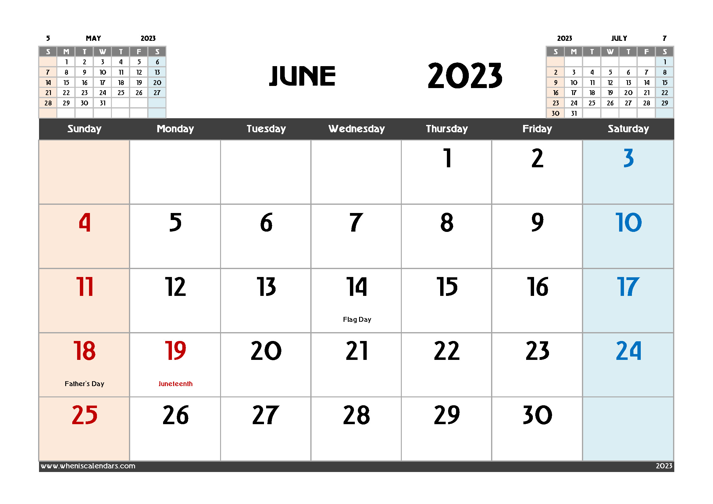 Free Printable June 2023 Calendar Template PDF in Variety Formats