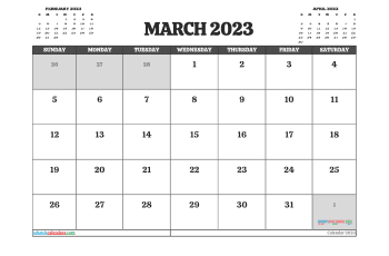Free 2023 Calendar March Printable