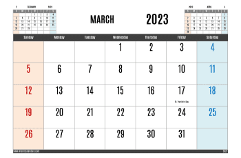 March 2023 Free Printable Calendar in Variety Formats (Name: 323pna4hl3)