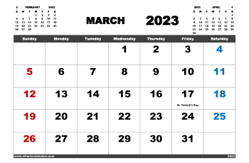 Free Printable Calendar March 2023 in Variety Formats (Name: 323pna4hl1)