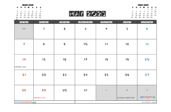 Printable May 2023 Calendar with Holidays