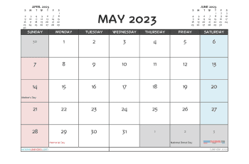 May 2023 Calendar with Holidays Free