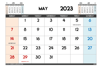 Printable May 2023 Calendar Free PDF in Landscape (Name: 523pna4hl7)