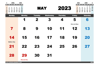 Free May 2023 Calendar Printable PDF in Landscape Format (Name: 523pna4hl8)