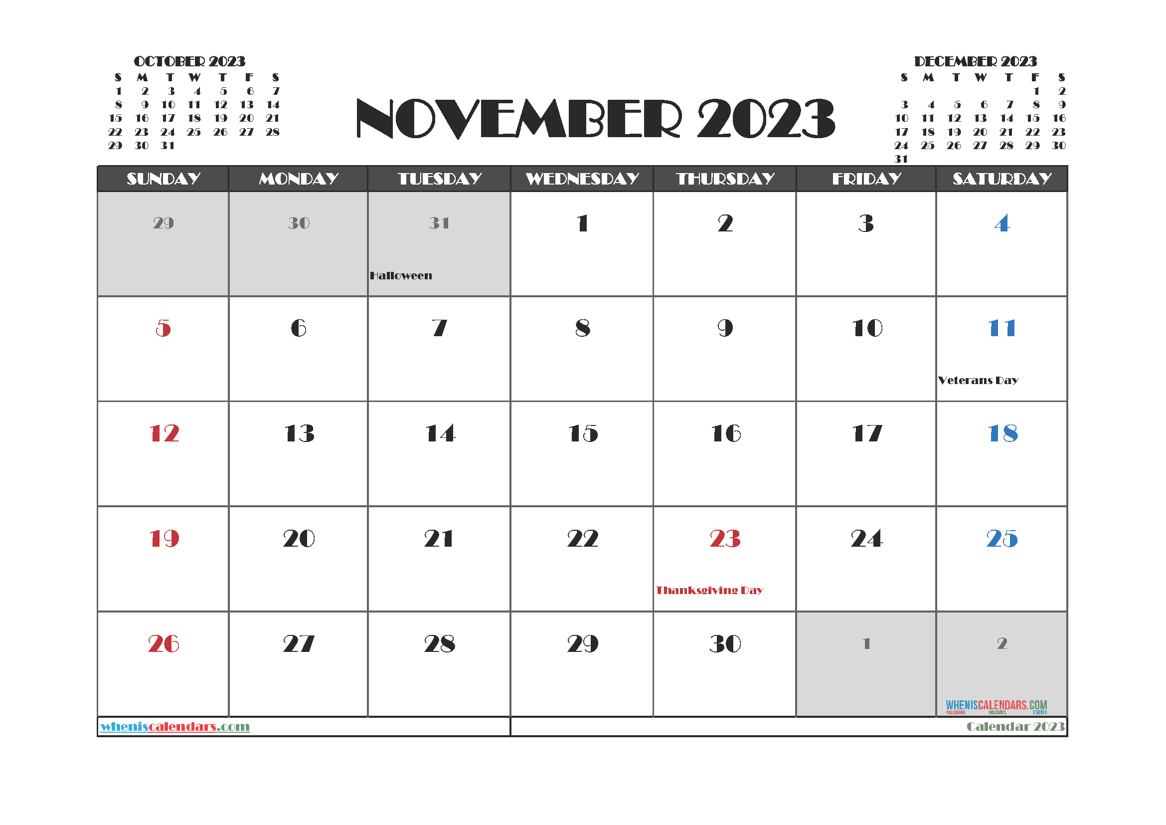 Download free printable two page monthly calendar 2023 A4 23O1242