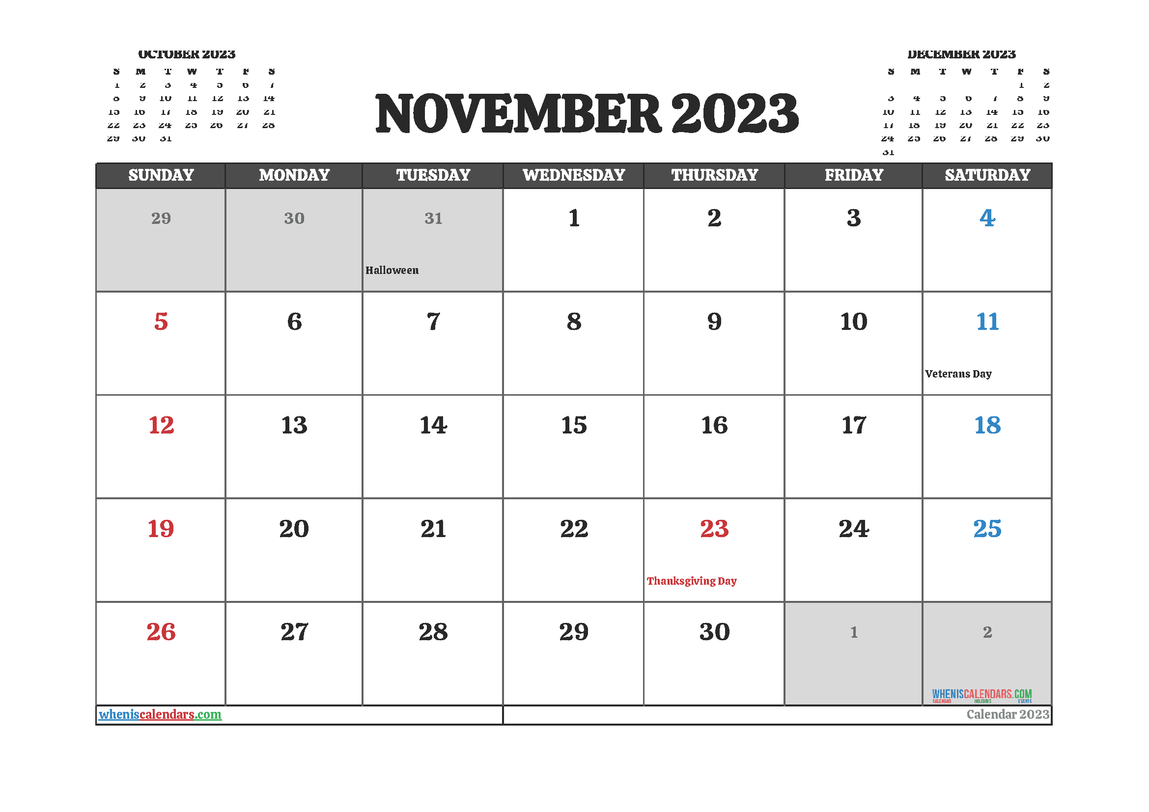 Download free 2023 printable calendar by month A4 23O631