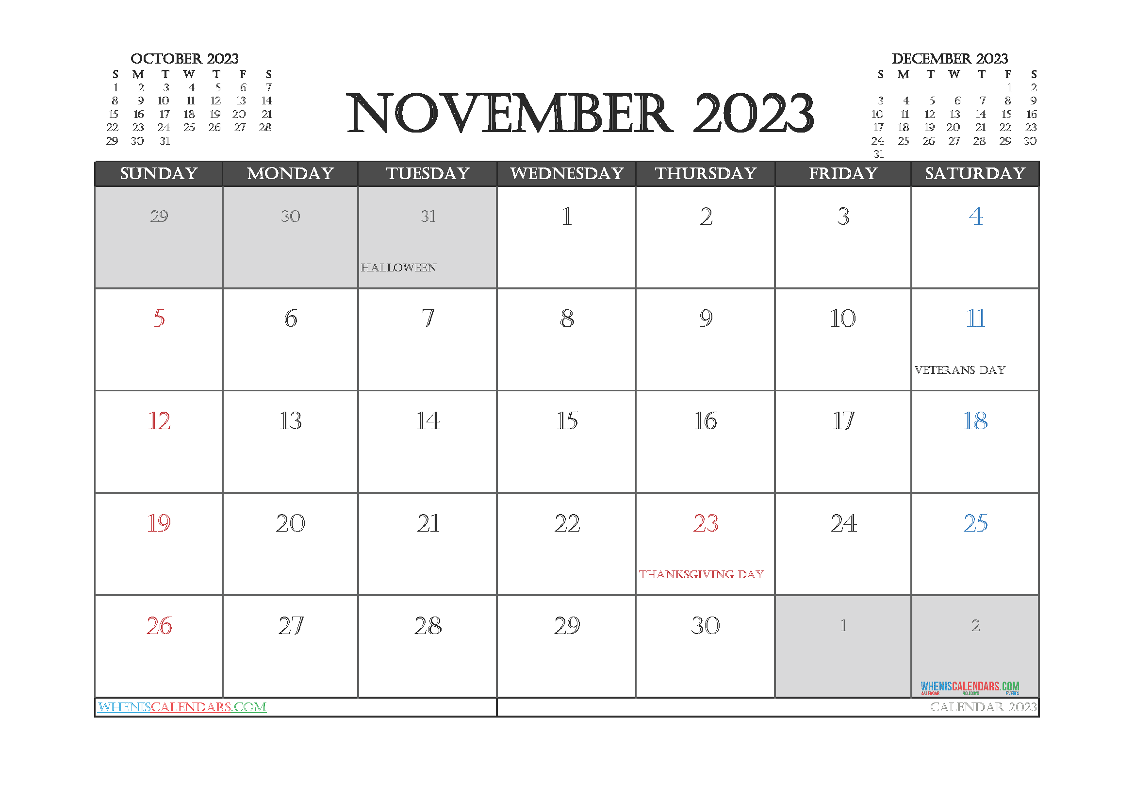 Download printable monthly calendar free 2023 A4 23O1245