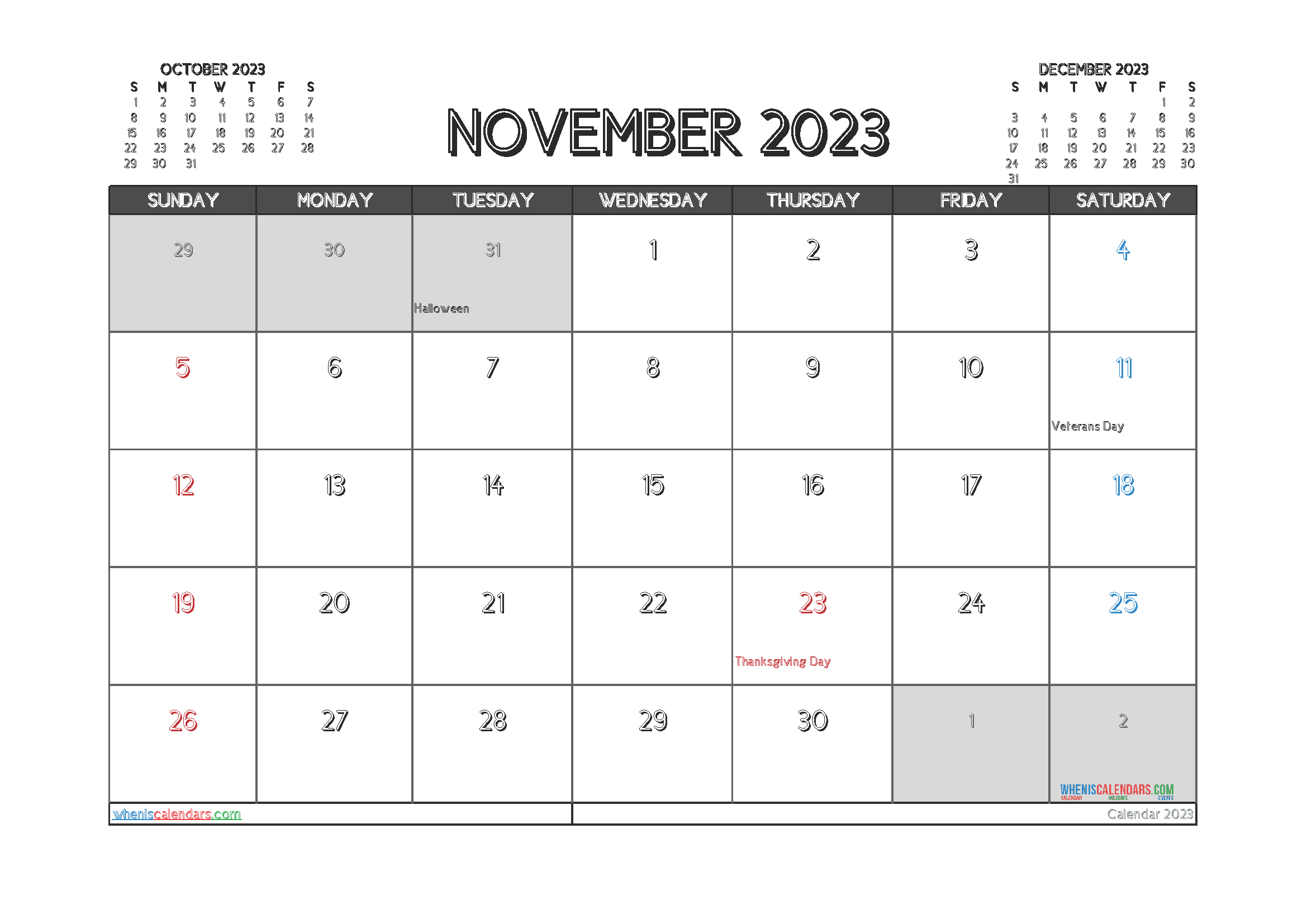 Download calendar printable 2023 A4 23O026