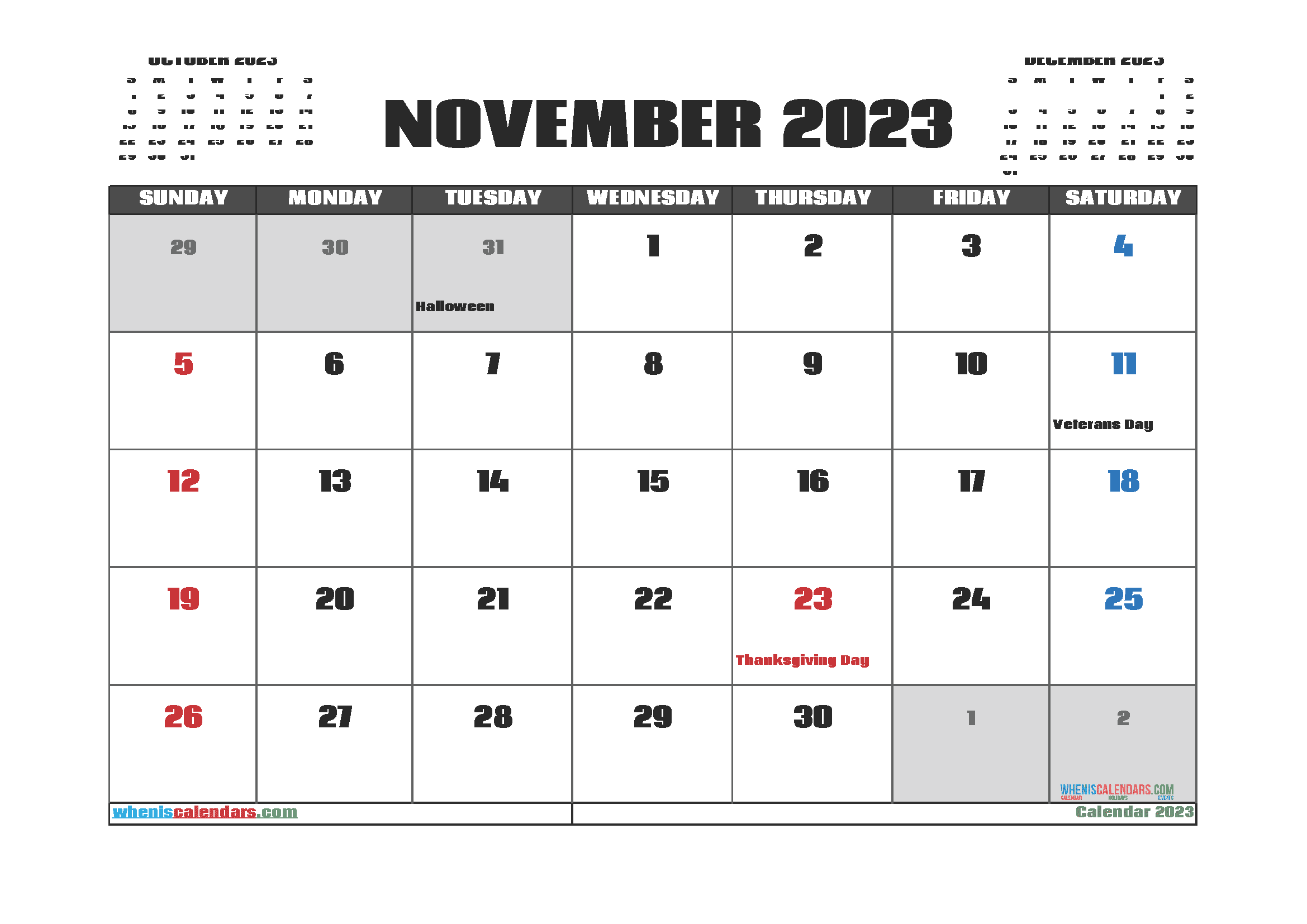 Download printable monthly calendar 2023 monday start A4 23O639