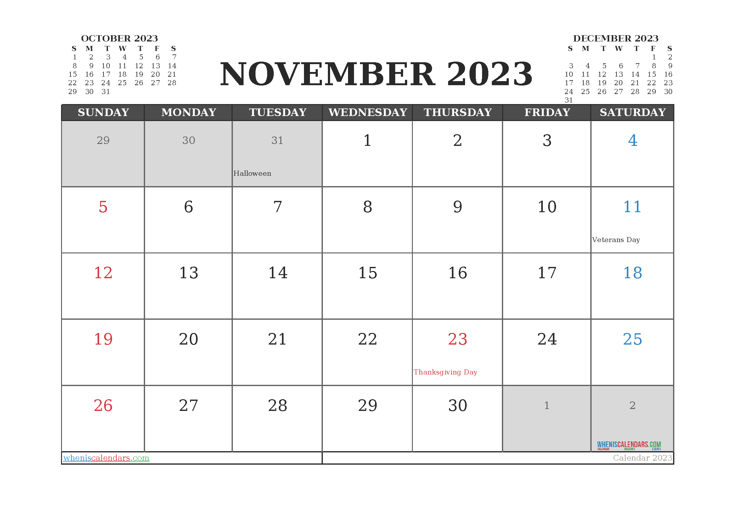 Download printable free calendar 2023 monthly A4 23O645