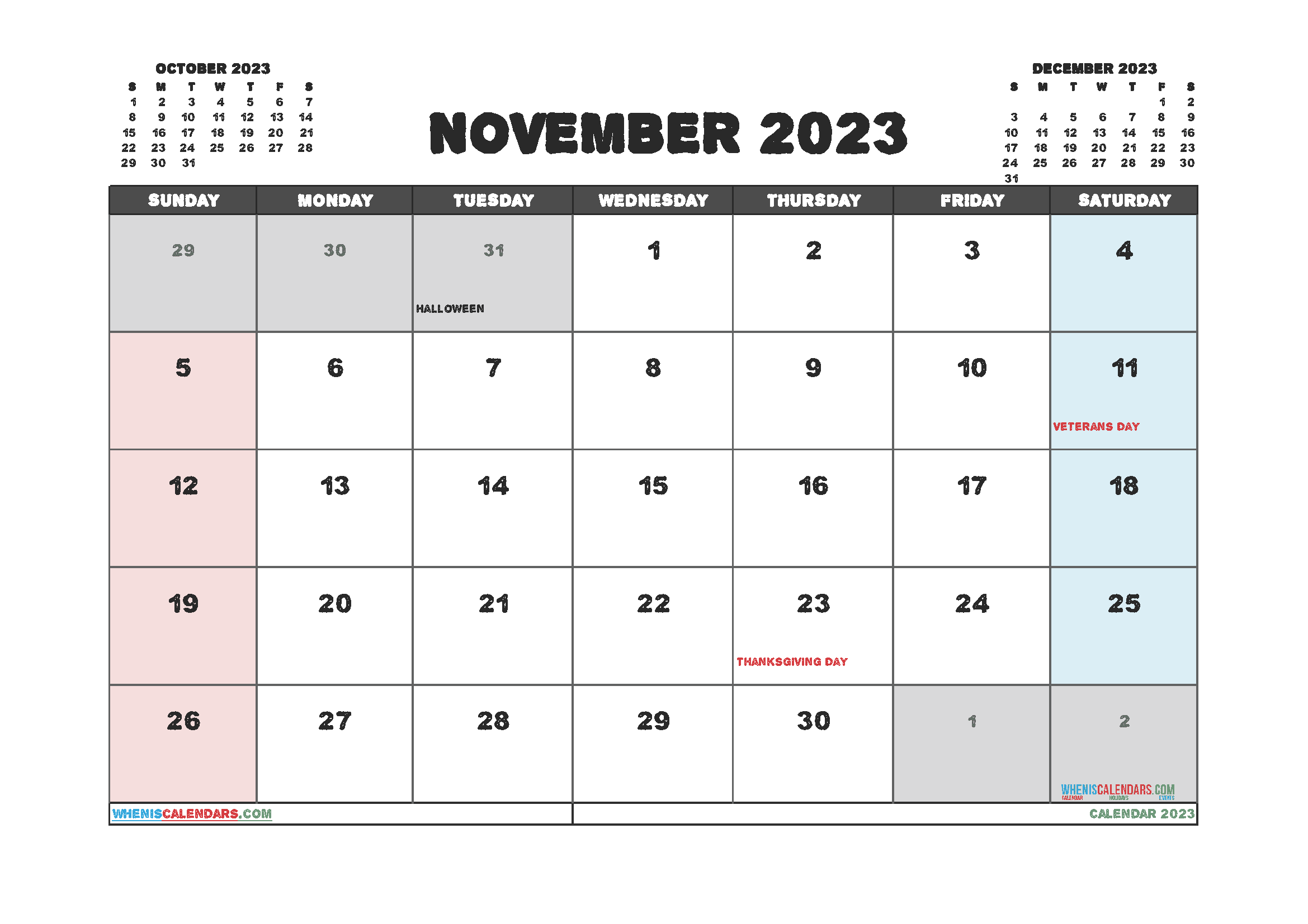 Download free monthly 2023 calendar A4 23O652