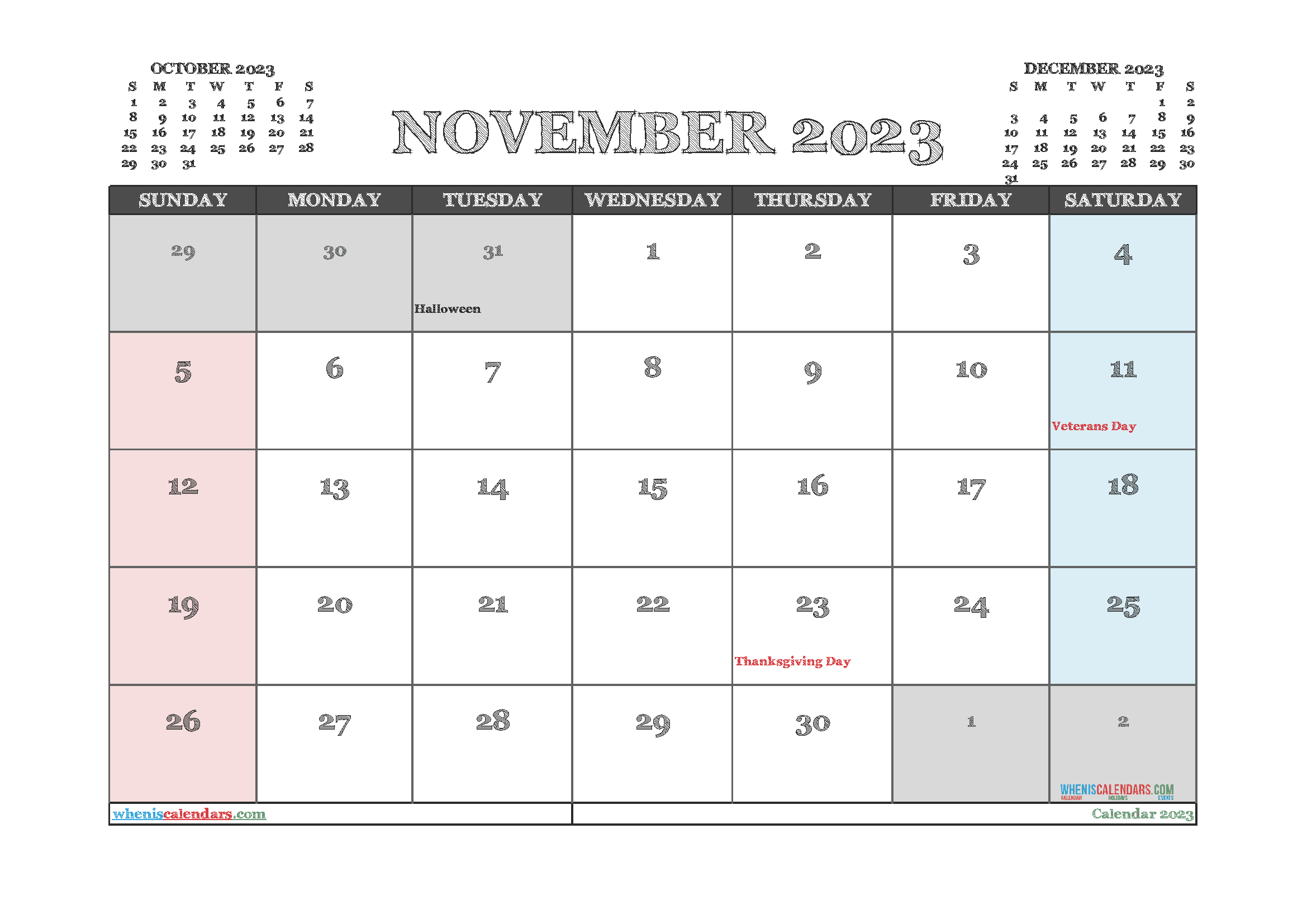 Download printable blank calendar template 2023 A4 23O1879
