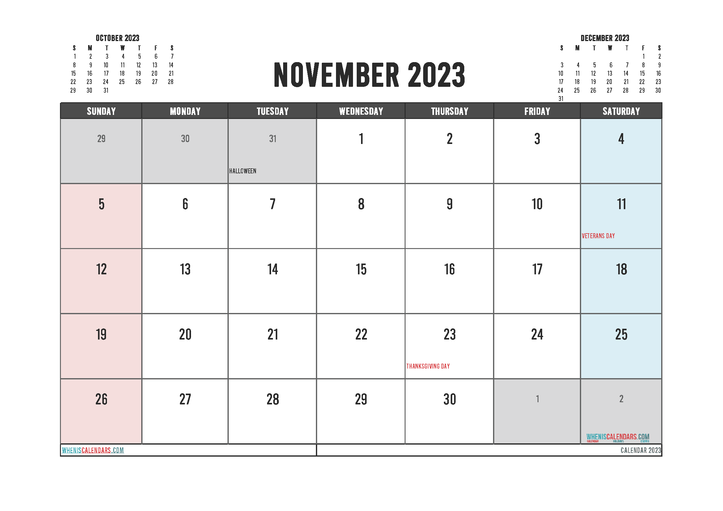 Download pocket calendar 2023 printable A4 23O357