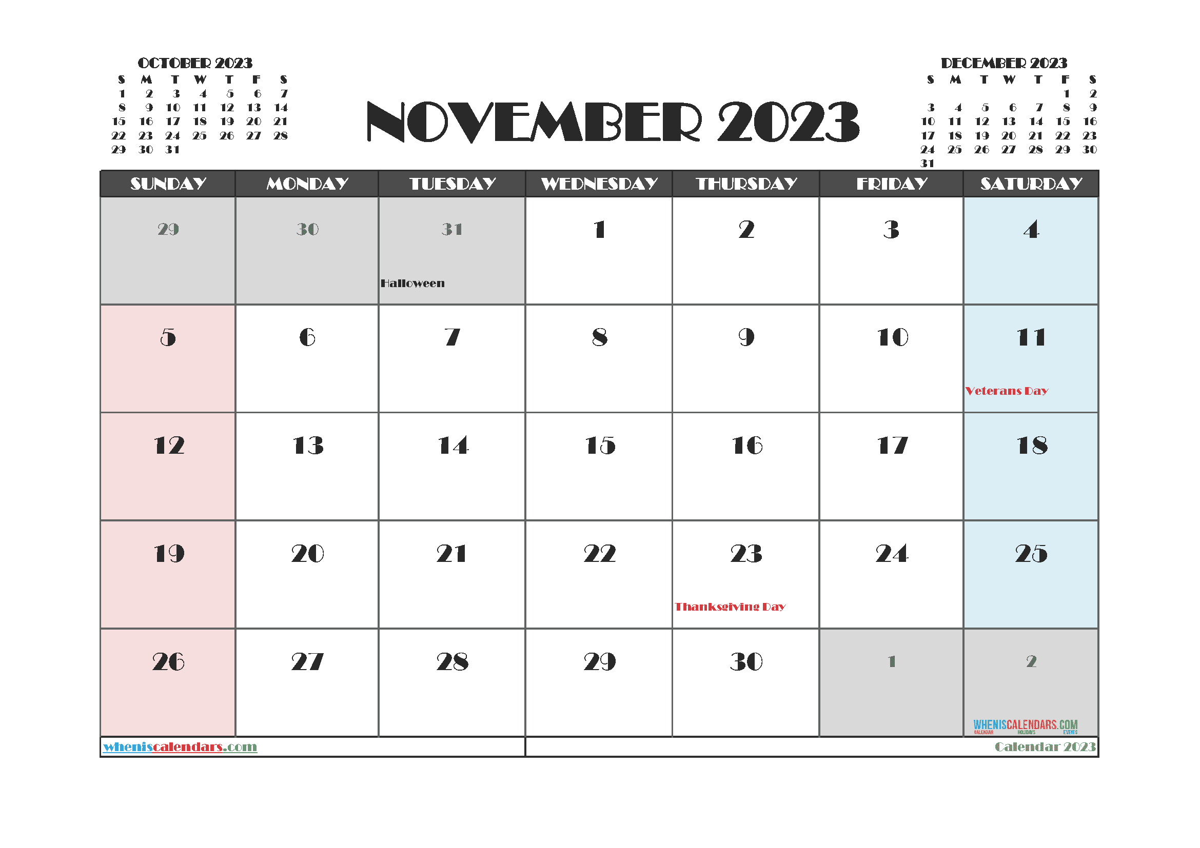 Download free 2023 calendar with week numbers A4 23O973