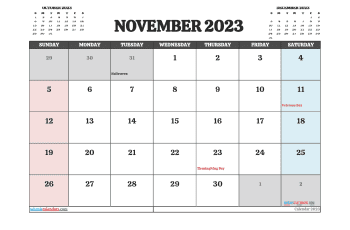 Free November Calendar 2023 Printable