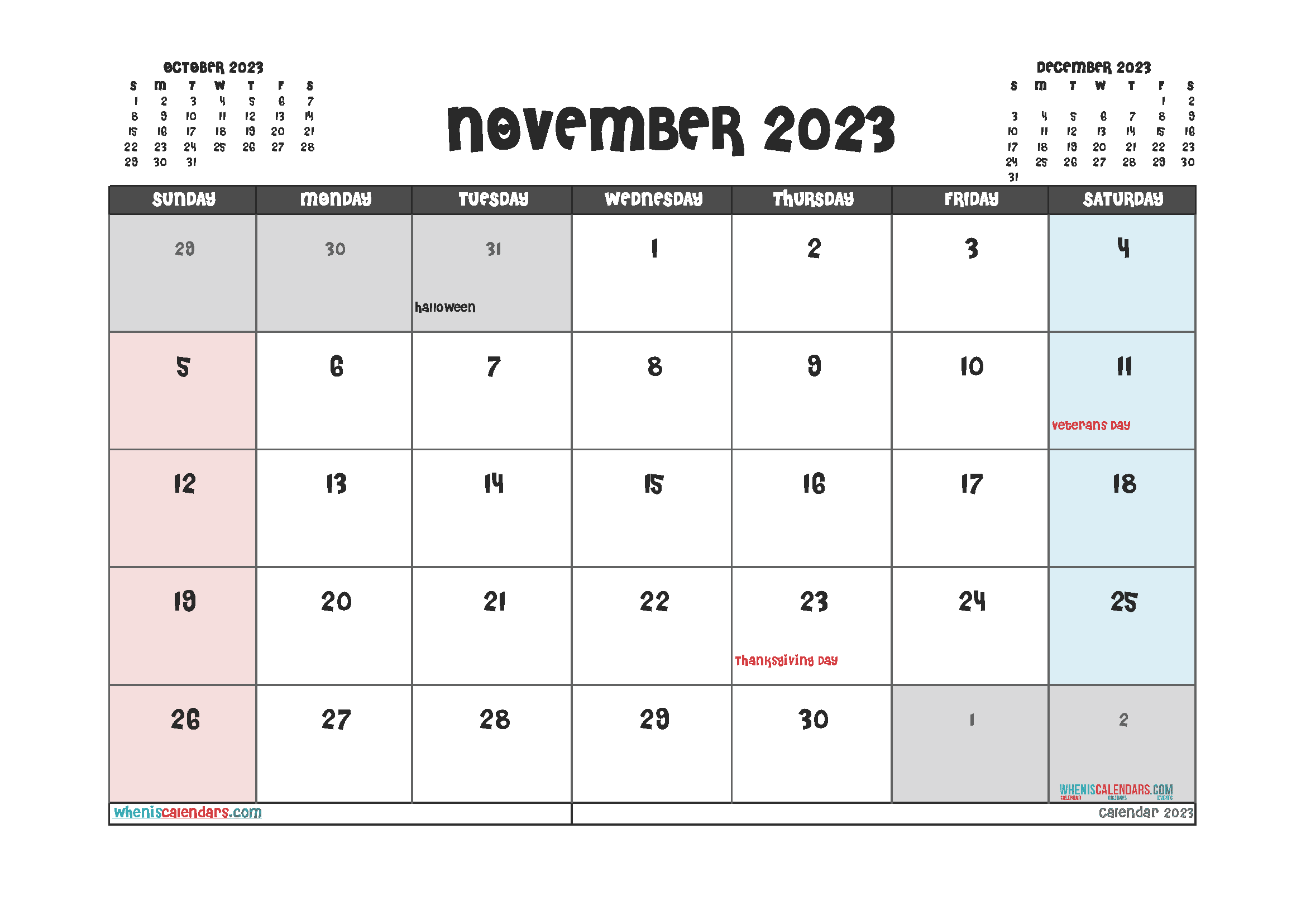 Download writable calendar template 2023 A4 23O367