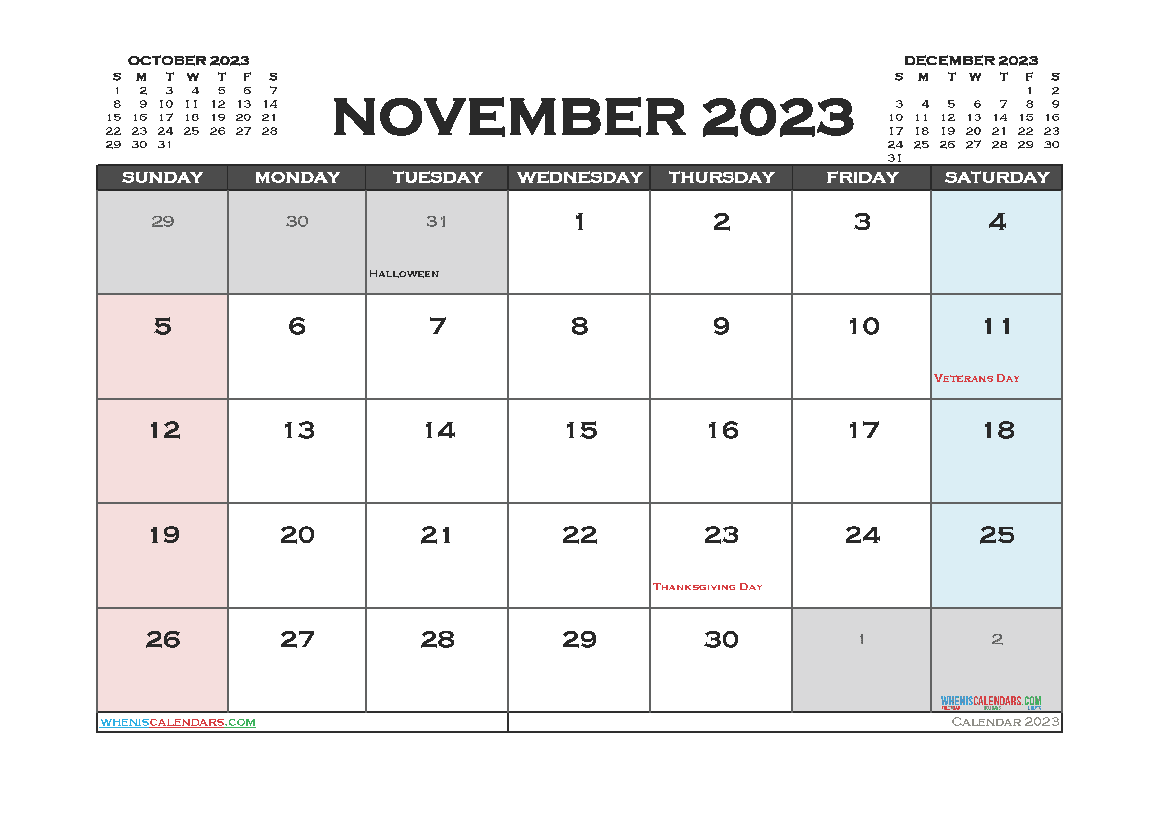Download calendar with week numbers 2023 A4 23O066
