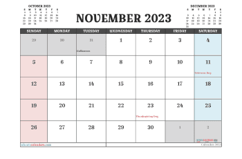 November 2023 Calendar Free Printable