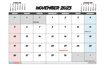 Free 2023 Calendar November Printable
