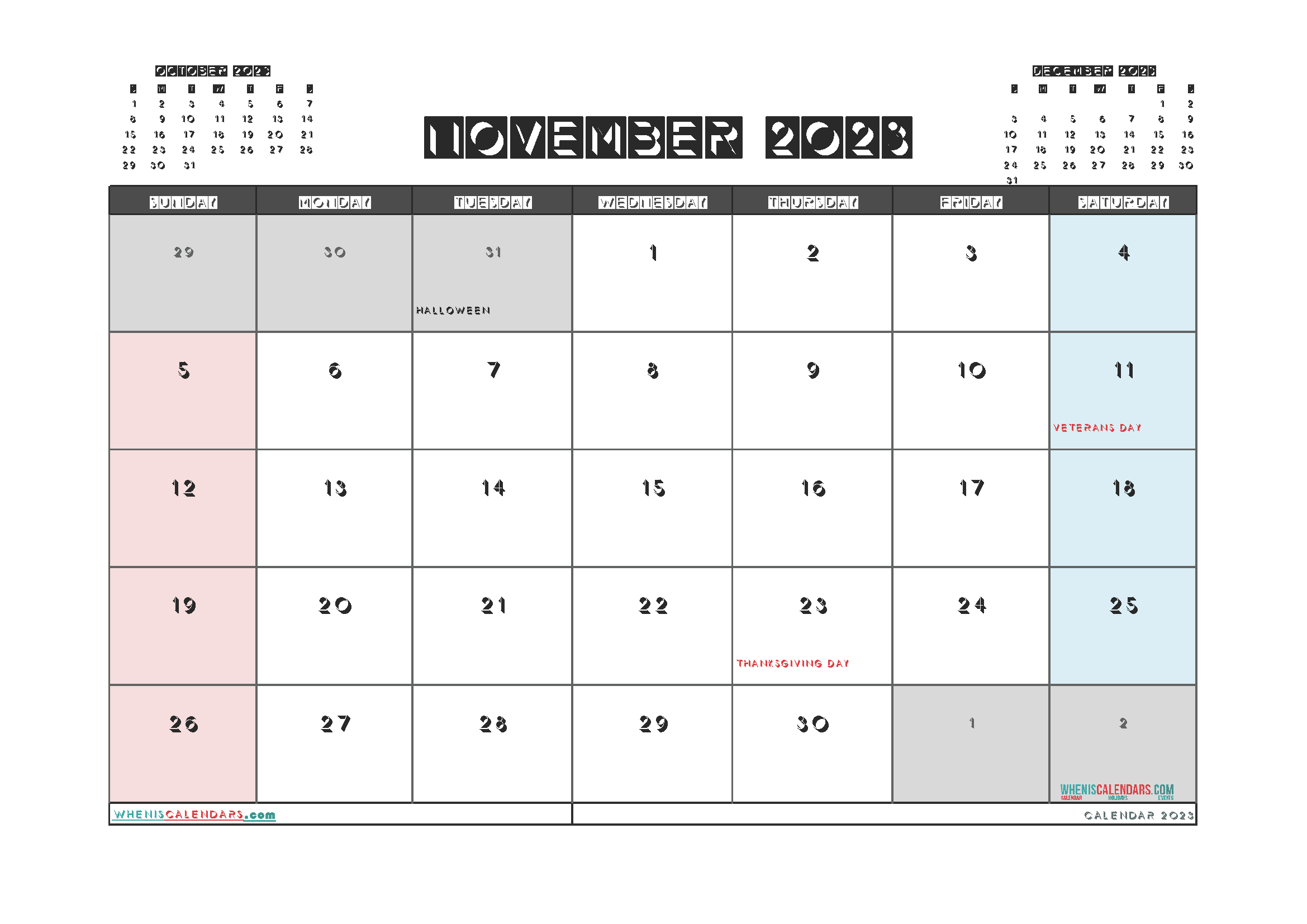 Download printable yearly calendar 2023 A4 23O071