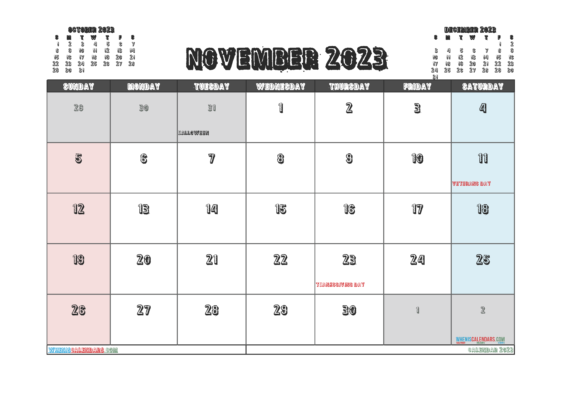 Download printable blank monthly calendar 2023 A4 23O684