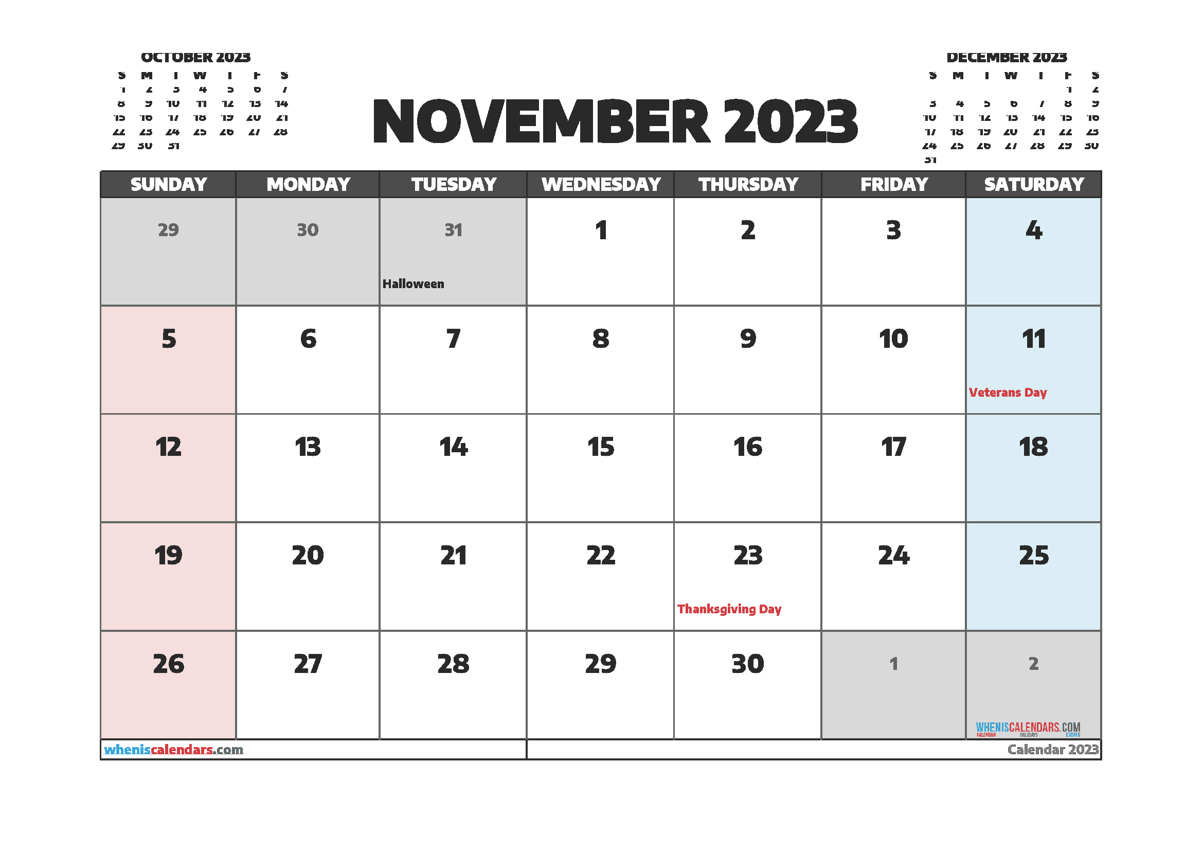 Download free 2023 monthly printable calendar A4 23O1298