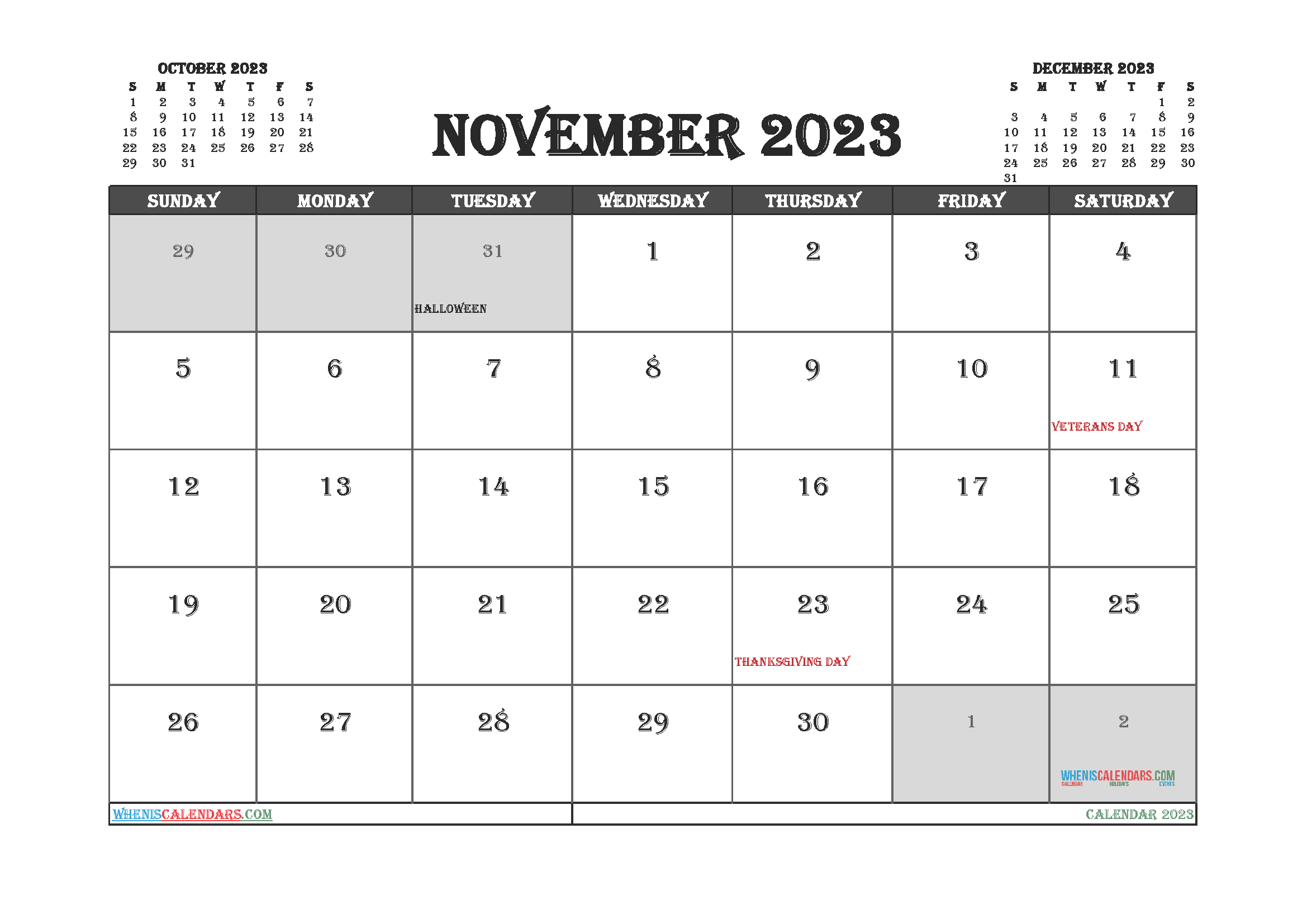 Download 2023 print calendar from pdf A4 23O1299