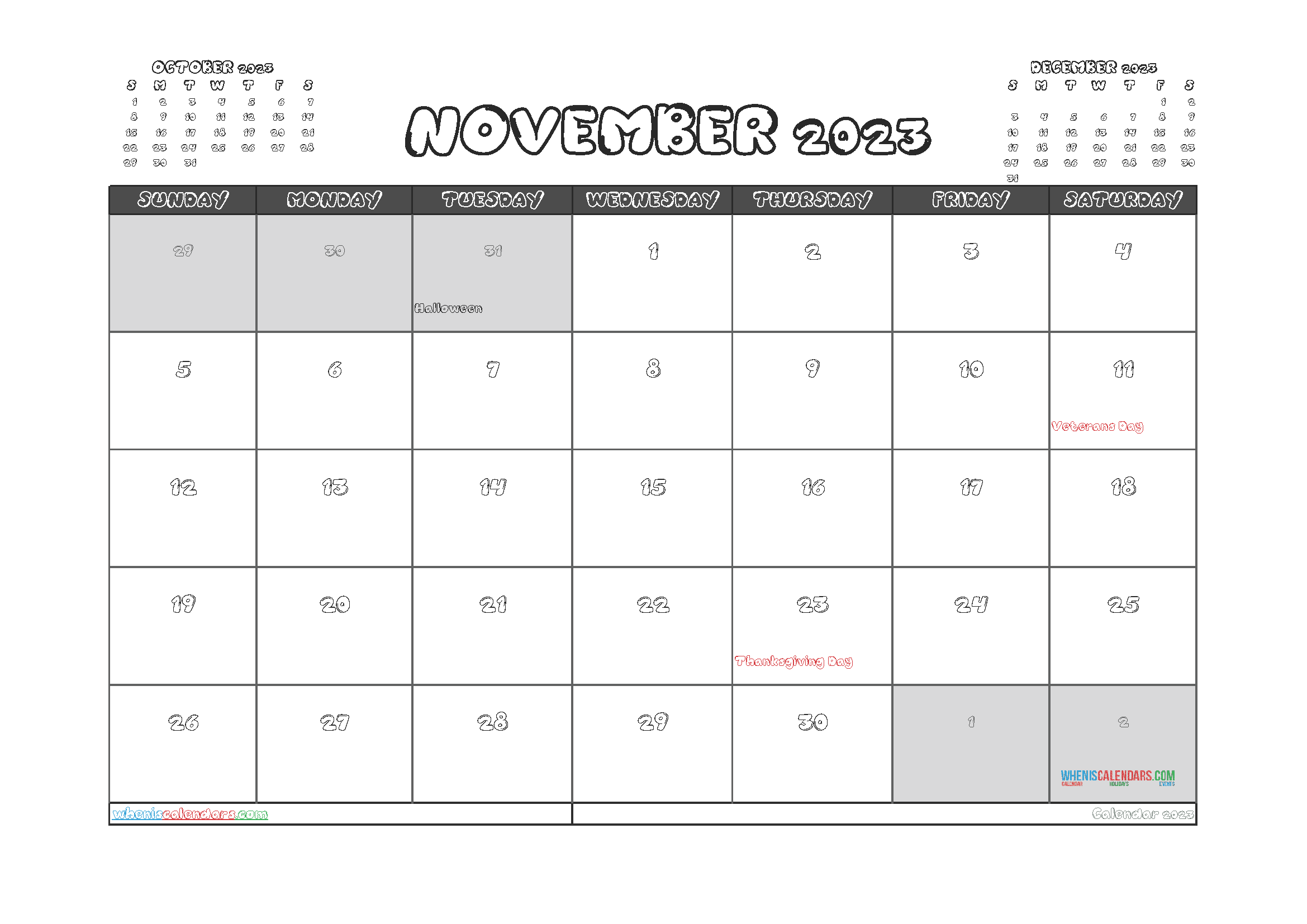 Download free printable calendar 2023 monthly A4 23O082