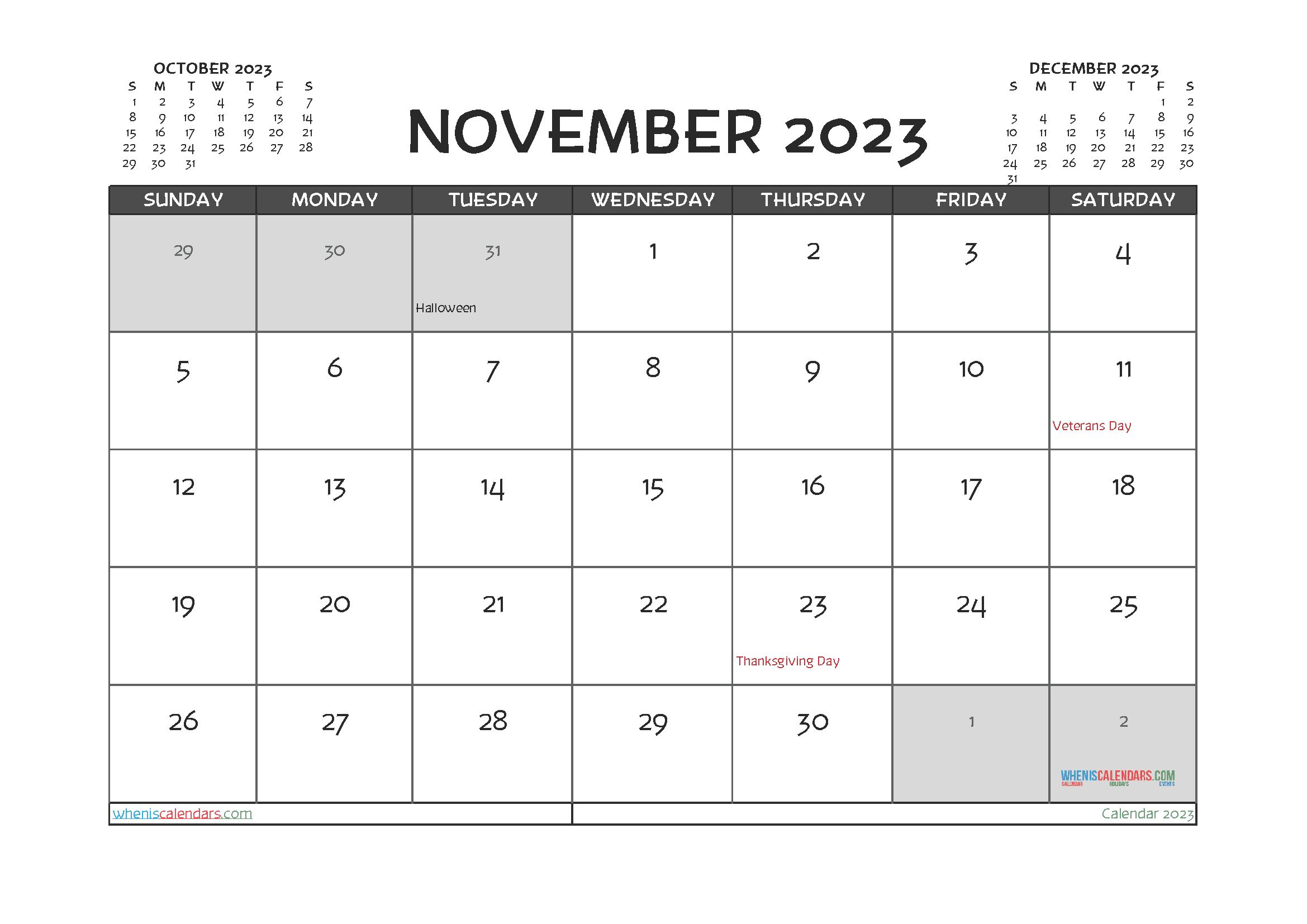 Download free printable months of the year calendar 2023 A4 23O1614