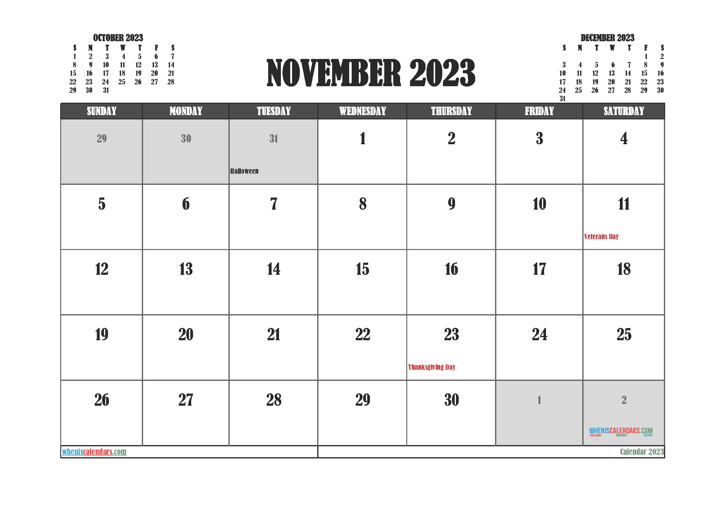 Download colorful printable calendar 2023 A4 23O1619