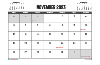 November 2023 Printable Calendar Free