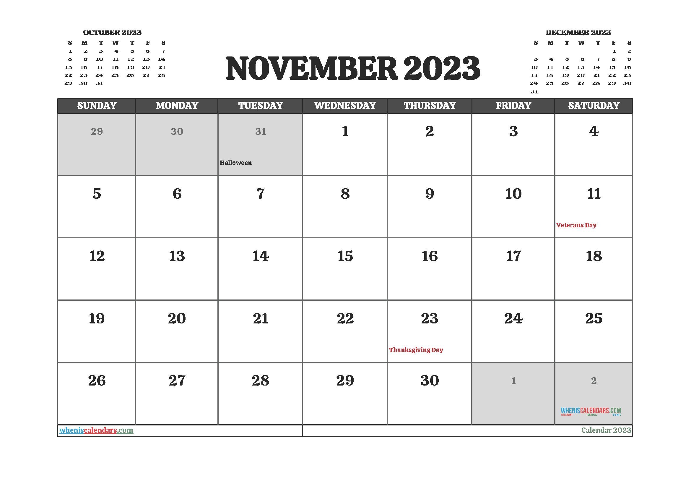 Download 2023 calendar on one page printable A4 23O705